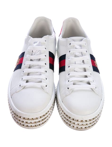 gucci womens ace leather sneaker|gucci ace embellished leather sneakers.